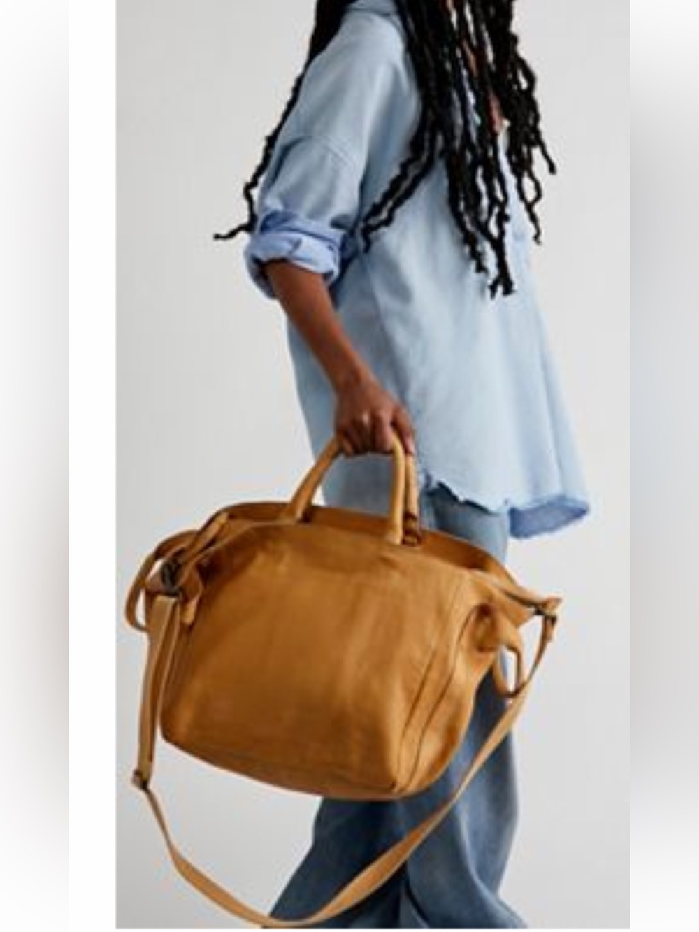 NWT Free People Leslie Leather Tote Buttercup